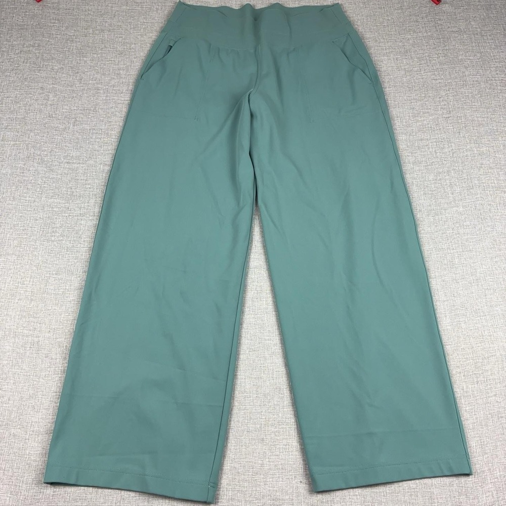 Athleta Venice Pants Womens XL Teal Green High Rise Wide Leg Stretch Pull On